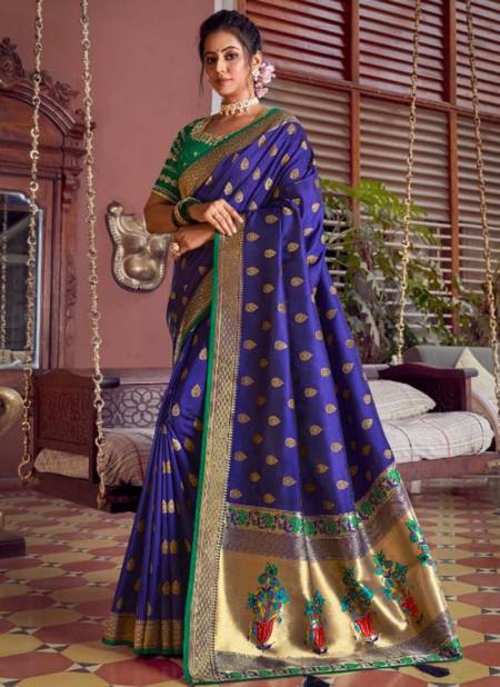 Blue Colour Heavy Festive Wear Silk Fancy Designer Saree Collection 4259
